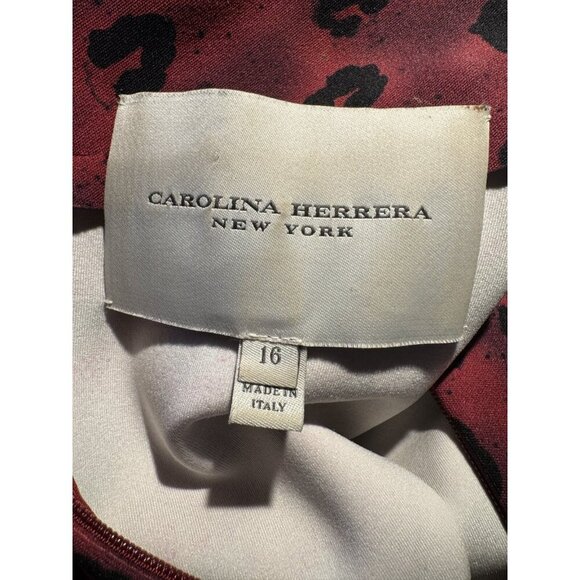 Carolina Herrera Burgundy Red Animal Print Dress 16 - Picture 6 of 6